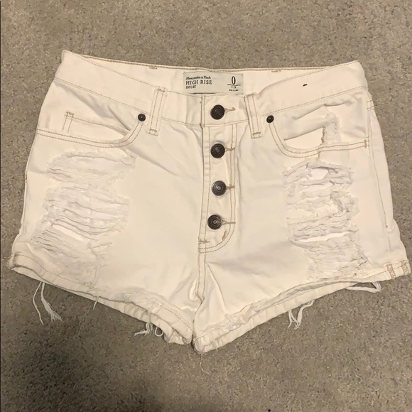 High rise white denim shorts - Picture 1 of 3